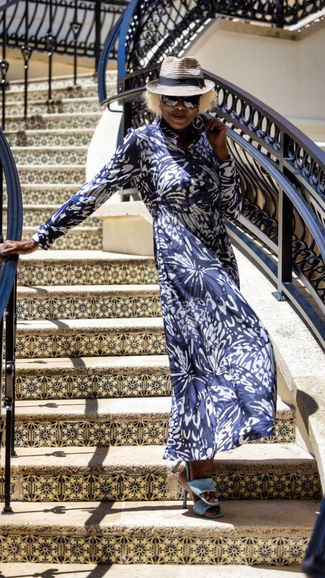 Attitudes by Renée® Knit Dress & Woven Duster Maxi Set in Blue Monarch