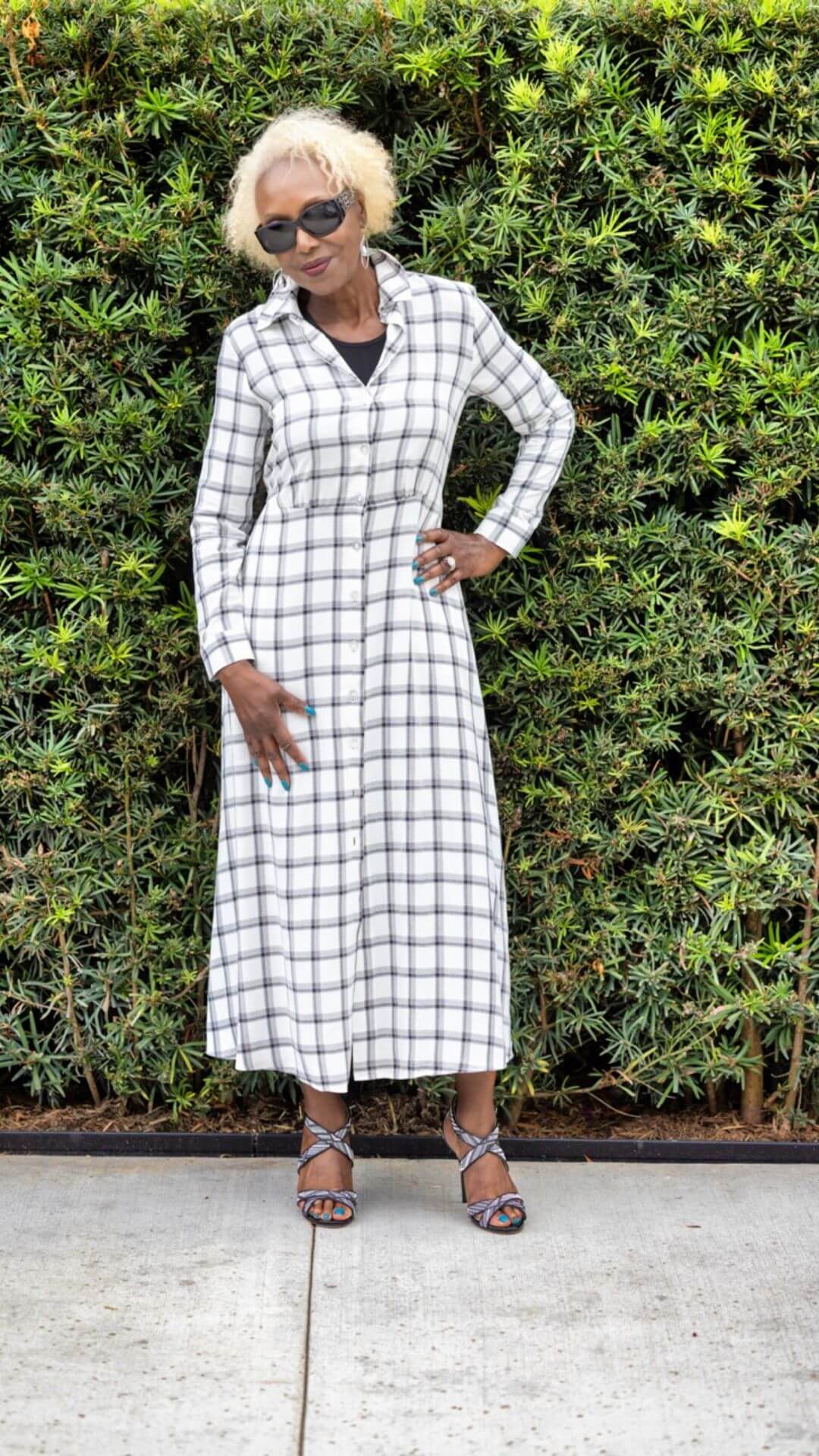 Attitudes by Renée® Knit Dress & Woven Duster Maxi Set in Ebony Plaid