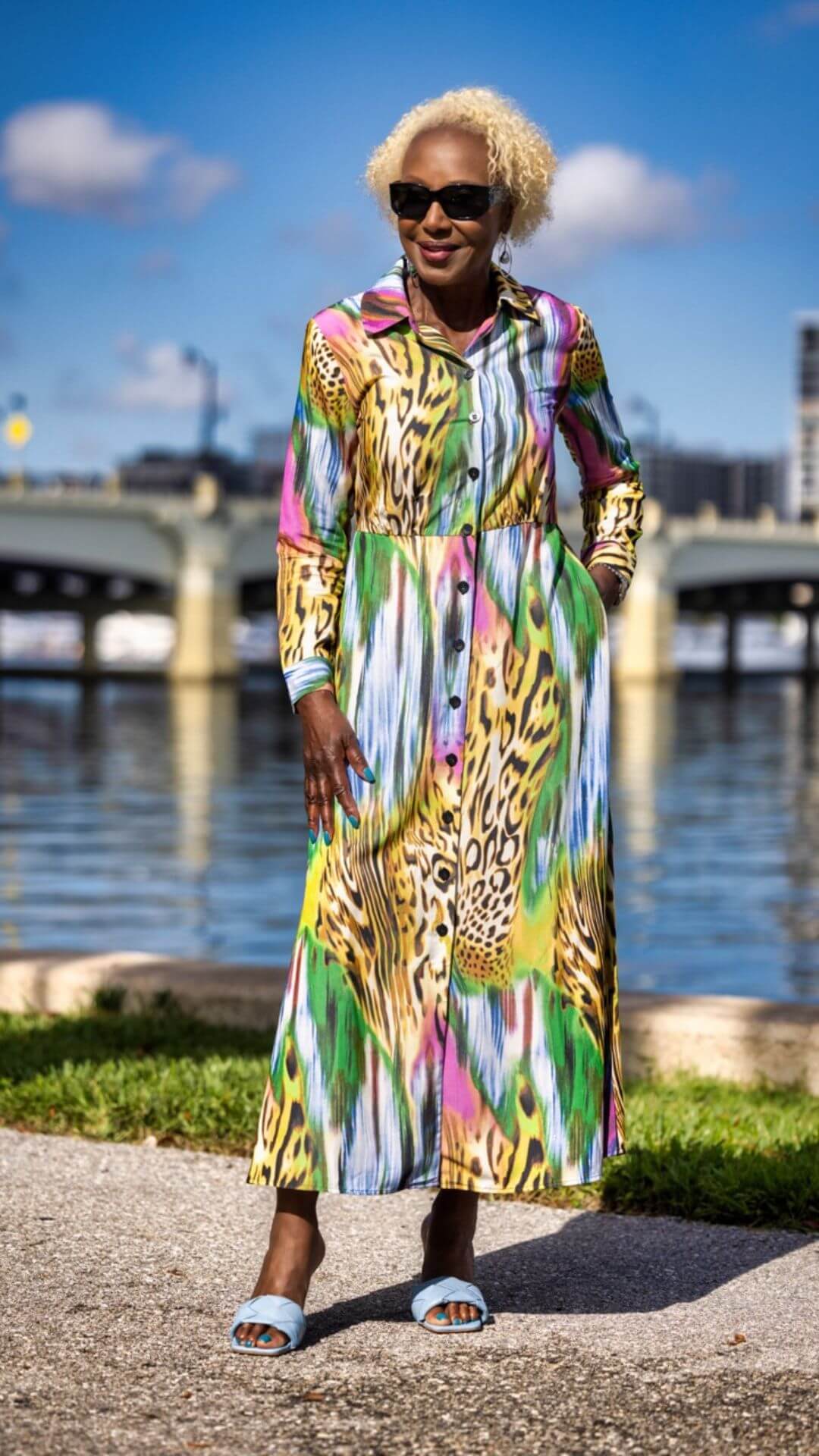 Attitudes by Renée® Knit Dress & Woven Duster Maxi Set in Jungle Jaguar