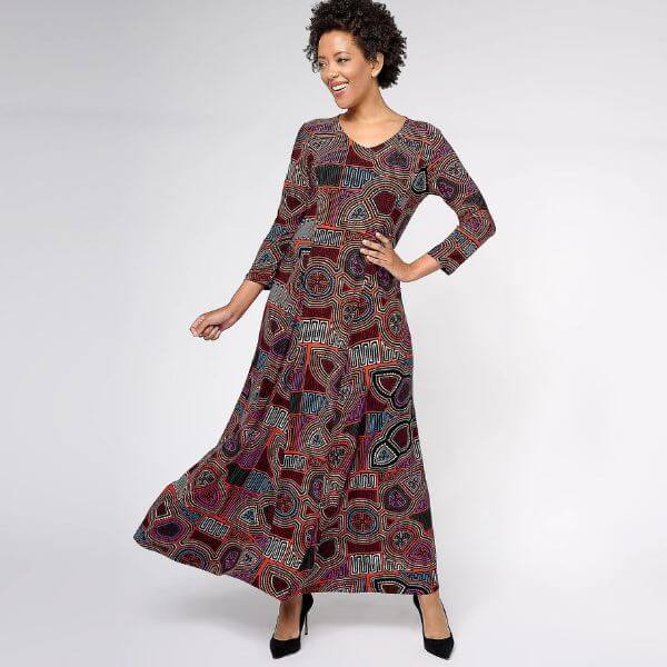 A44200 Attitudes by Renee Global Illusions Como Jersey Godet Maxi Dress