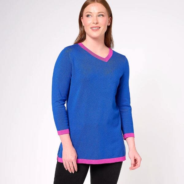 A612921 Attitudes by Renee Contrast Piping Sweater