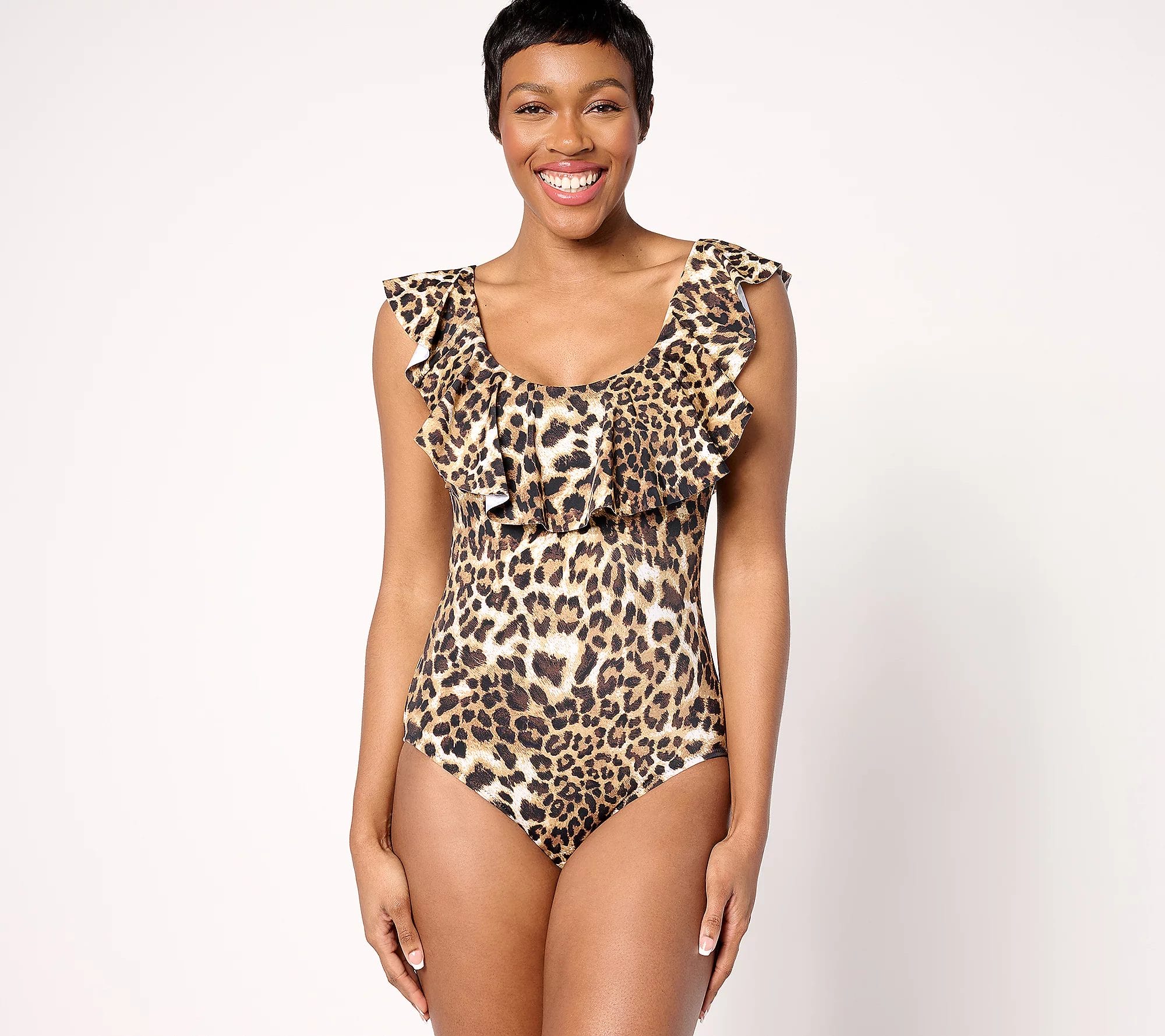 A637480 Tummy Control Ruffle One-Piece Swimsuit